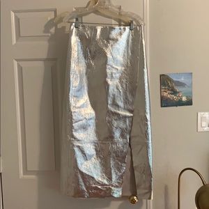 Top shop silver leather skirt